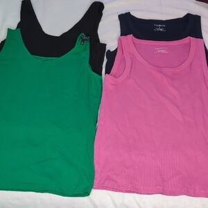 Bundle of 3 Talbots Tank Tops - Green, Pink, Black and Navy blue.size M